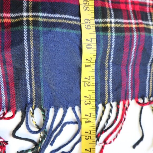 Italy Design | Multi Colored Plaid Cashmere Feel Fringed Wide  Scarf Wrap Unisex - Picture 6 of 8